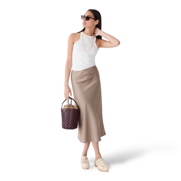 J.Crew Gwyneth Pull-On Midi Slip Skirt Sz S Taupe - Picture 4 of 13